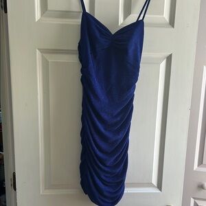 Elegant Blue Ruched Dress
